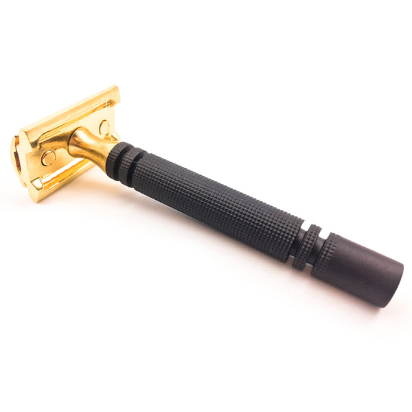 Black & Gold Double Edge Safety Razor with Sandalwood Shave Soap