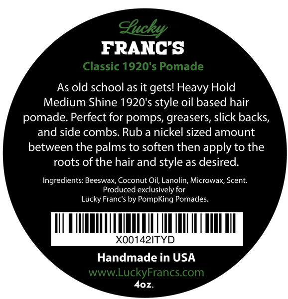 Original 1920's Hair Pomade - Oil Based Heavy Hold Medium Shine - 4 oz. Tin LIMITED EDITION