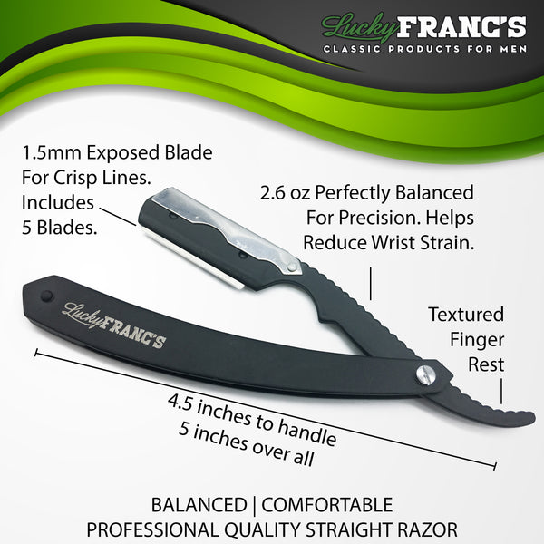 Straight Razor w/5 blades - Black Beauty Barbershop Style Razor Set
