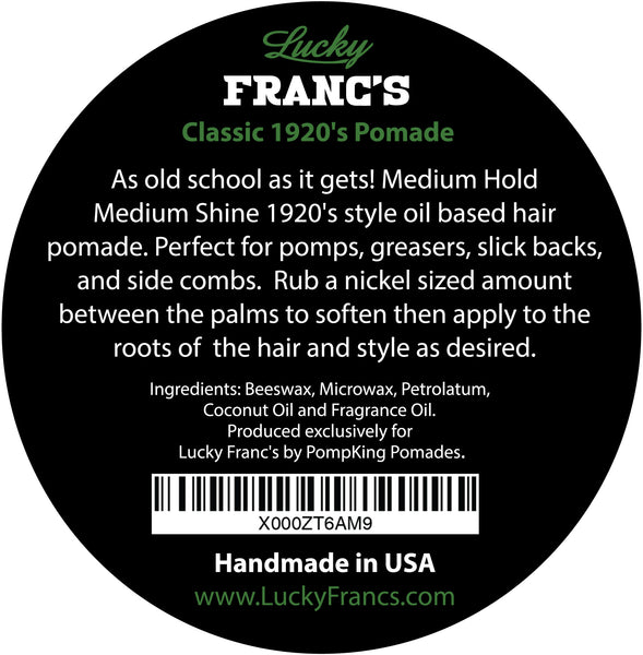 Original 1920's Hair Pomade - Oil Based Medium Hold Medium Shine - 4oz Tin